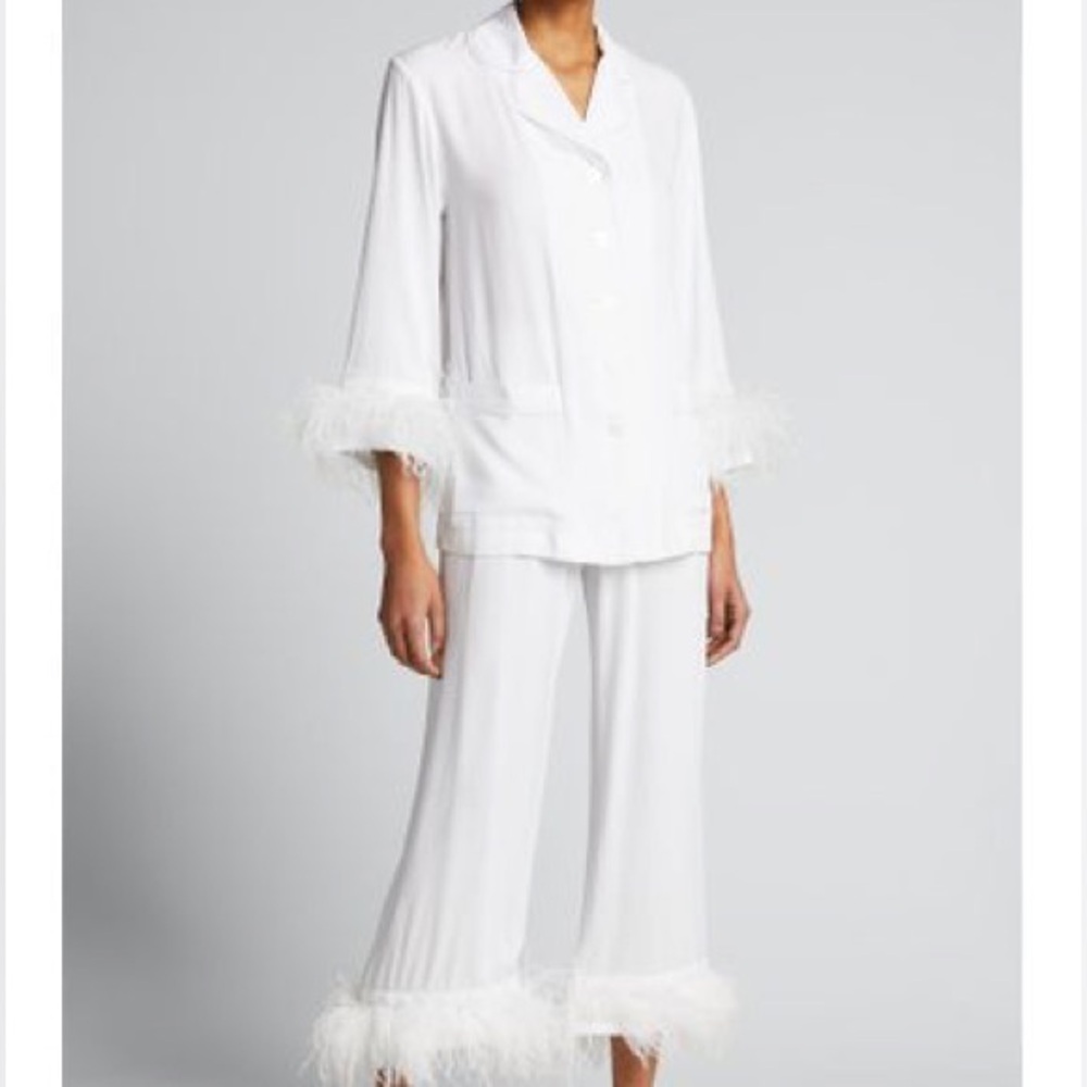 Party Pajamas Set with Detachable Feathers in White Size Small